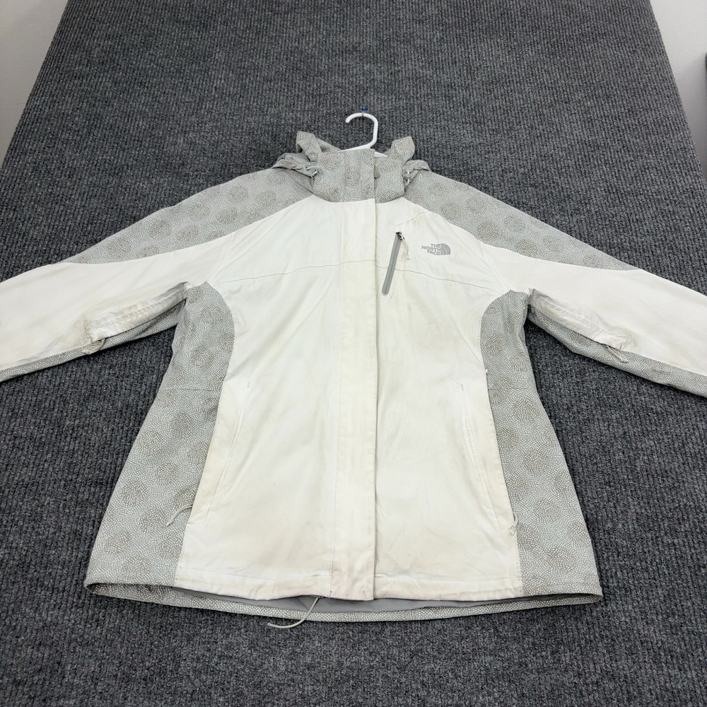 The North Face Jacket Womens L White Nylon HyVent Hooded Polka Dot Gorpcore